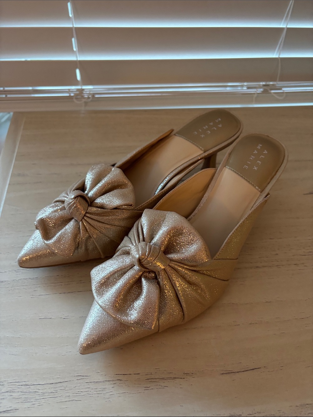 Alex Marie Audrene Embellished Gold with Bow Mule